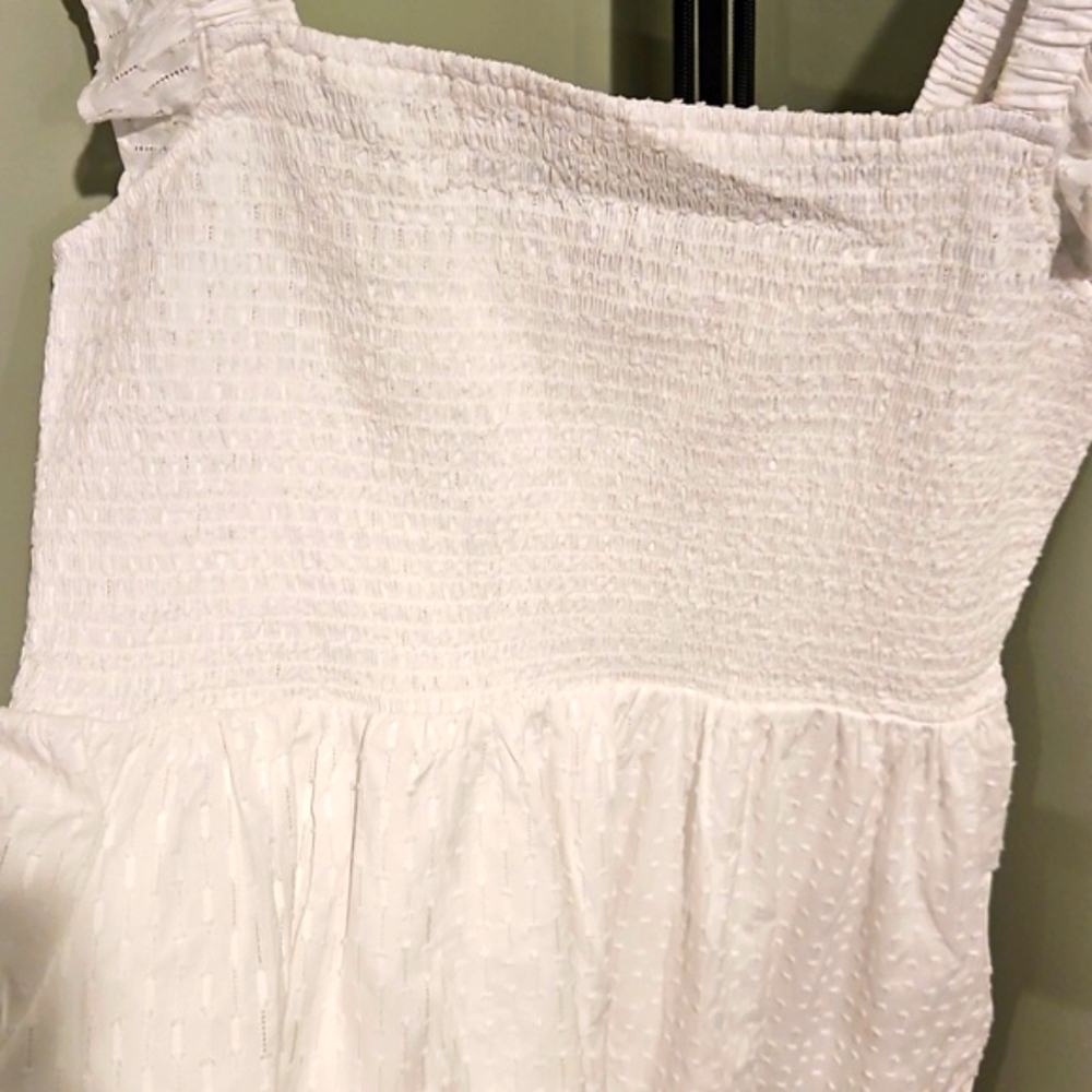 NEW! ANN TAYLOR LOFT Stripe Clip Smocked Ruffle Midi Dress XL. - Picture 5 of 7